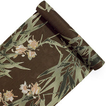 画像をギャラリービューアに読み込む, 浴衣 反物 知多木綿 お仕立て付き カーキ 笹 花 手染め 日本製 自分サイズにお誂え
