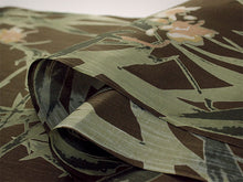 画像をギャラリービューアに読み込む, 浴衣 反物 知多木綿 お仕立て付き カーキ 笹 花 手染め 日本製 自分サイズにお誂え
