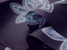 画像をギャラリービューアに読み込む, 浴衣 反物 知多木綿 お仕立て付き ネイビー 花 七宝 手染め 日本製 自分サイズにお誂え
