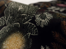 画像をギャラリービューアに読み込む, 浴衣 反物 知多木綿 お仕立て付き ブラック 花 更紗 手染め 日本製 自分サイズにお誂え
