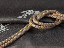 画像をギャラリービューアに読み込む, 帯揚げ帯締めセット 正絹 カジュアル向き 丸組 チャコールグレー霰地紋 鳥に草花おびあげ×薄茶おびじめ レディース
