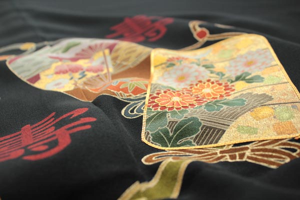 正絹黒留袖 未仕立て 仮絵羽 印籠と百寿柄】礼装 黒留め袖 新品