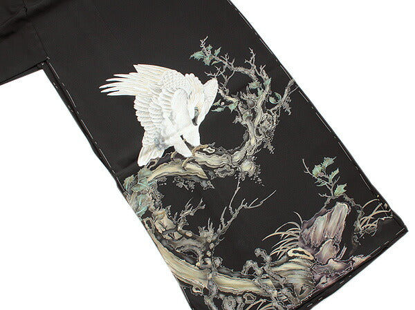 正絹黒留袖 未仕立て 仮絵羽 鷹柄】礼装 黒留め袖 新品 お誂え 購入