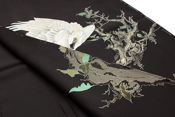 ✨️どーる様✨️未使用・仕立て前絵羽・高級正絹留め袖 正絹黒留袖 未仕立て 仮絵羽 手書き友禅双鳥唐花柄】礼装 黒