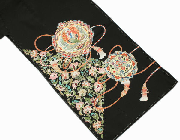 正絹黒留袖 未仕立て 仮絵羽 鳳凰と花唐草柄】礼装 黒留め袖 新品 お