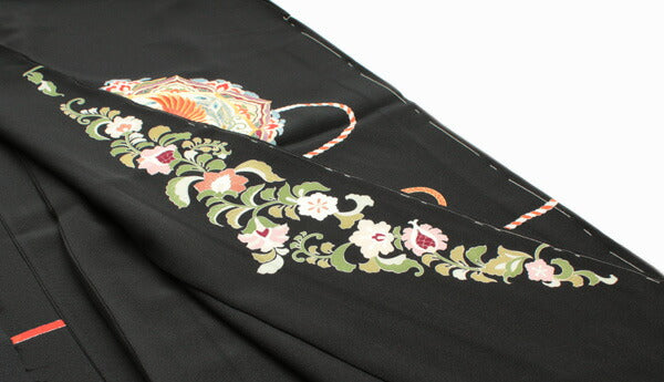 正絹黒留袖 未仕立て 仮絵羽 鳳凰と花唐草柄】礼装 黒留め袖 新品 お