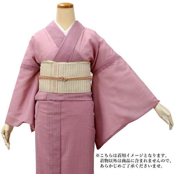 夏物 さんび 洗える紗の着物（縦筋に破れ麻の葉文）裄69 上質化繊　美品 洗える 夏着物 夏 着物 紗 オリジナル 生成り 鹿子市松 Lサイズ