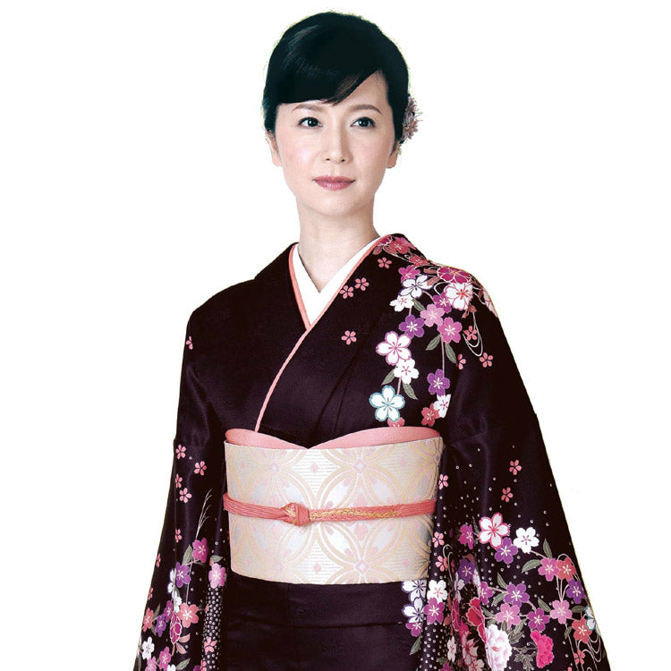 訪問着 セット 購入 濃赤紫地桜尽くし 5点セット フリー サイズ