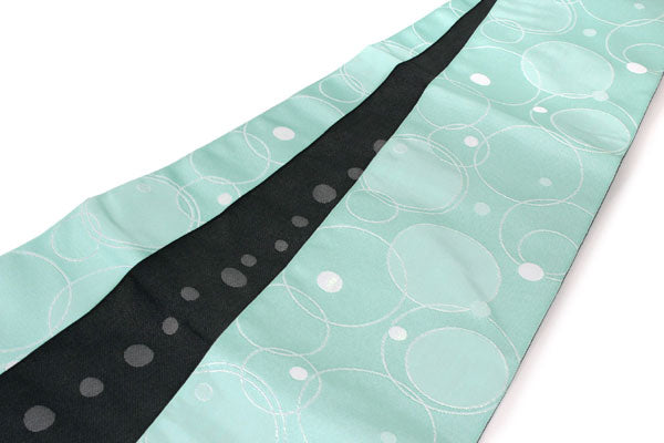 半幅帯紺色ドット柄刺繍ストライプ柄水玉模様リバーシブル着物浴衣帯ネイビーホワイト 半幅帯紺色ドット柄刺繍ストライプ柄水玉模様リバーシブル着物浴衣帯