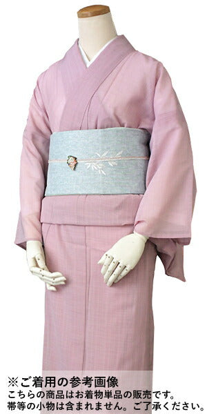 色無地 洗える着物 縦紗 M Lサイズ 青緑色 ベージュ 紫 水色 ピンク