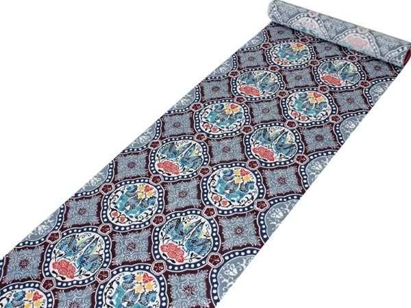 染め帯 名古屋帯 琉球 紅型 仕立てつき びんがた工房くんや謹製 証紙