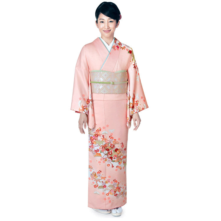 作家もの　訪問着　風景模様　橋　川辺　ヱ霞　松竹梅　家　紋無　着物　071a d 作家もの 訪問着 風景模様 橋 川辺 ヱ霞 松竹梅 家 紋無 着物 071a