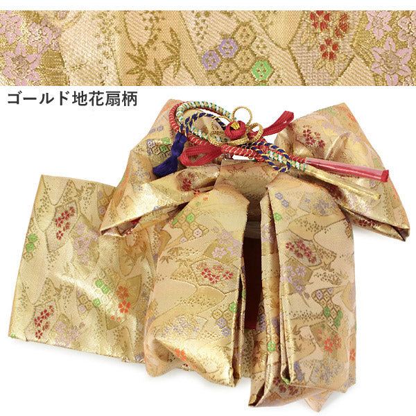 七五三 帯 7歳 結び帯 作り帯 総柄 桜 花 手毬 黒 金 赤 緑 七五三 帯 7歳 結び帯 作り帯 総柄 桜 花 手毬 黒 金 赤 緑