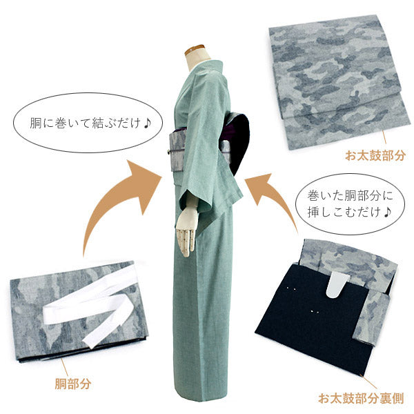 着物 セット 木綿 着物 仕立て上がり 名古屋帯 作り帯 セット 2