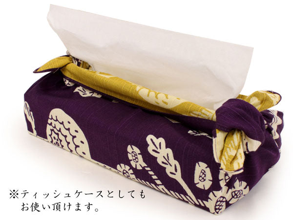 風呂敷 ふろしき 紫 からし色 菊 約50cm リバーシブル 綿 日本製
