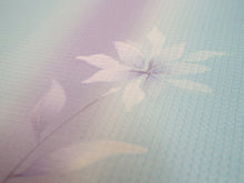 画像をギャラリービューアに読み込む, 夏着物 反物 正絹 フルオーダー 仕立て付き 水色 薄紫 ぼかし 花 小紋 女性 レディース 送料無料 五泉
