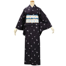 画像をギャラリービューアに読み込む, 正絹 小紋 着物 仕立て上がりフリーサイズ 袷 紫紺地 猫 レディース 和装 和服 kimono プレタ

