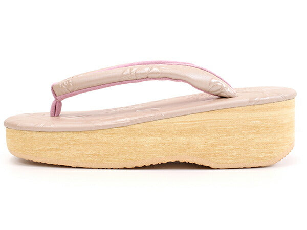 カレンブロッソ 草履 単品 S M L ピンクベージュ台 バラ柄 鼻緒 型押し