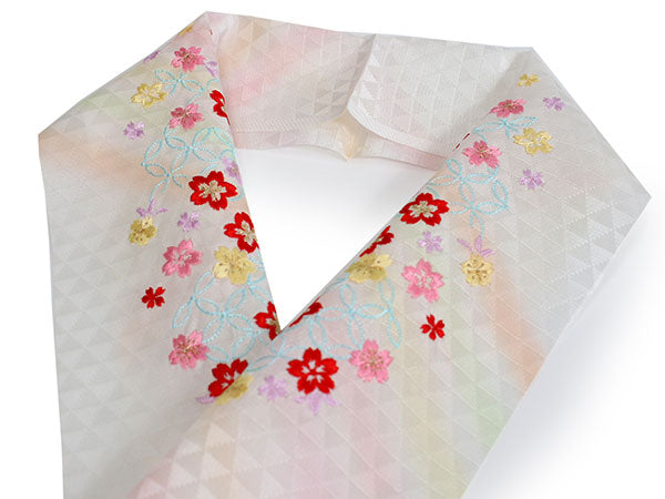 七五三 刺繍 半衿 単品 子供用 3歳 7歳 白 七宝 桜 鱗