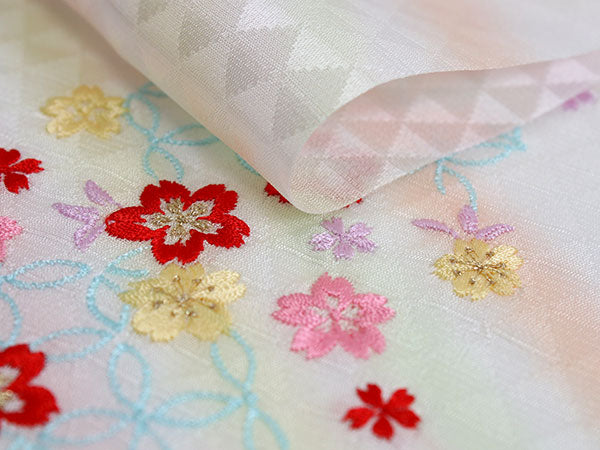 七五三 刺繍 半衿 単品 子供用 3歳 7歳 白 七宝 桜 鱗 レインボー