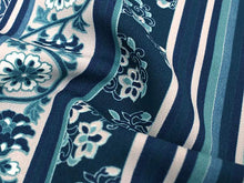 画像をギャラリービューアに読み込む, 洗える着物 セミオーダー付き 反物 単品 ハナエモリ ブルー色系地にストライプ・唐花柄 XS・S・M・L・XLサイズから選べる 上品 レディース 女性 小紋 和装 和服 袷 単衣 きもの 羽織 コート 送料無料
