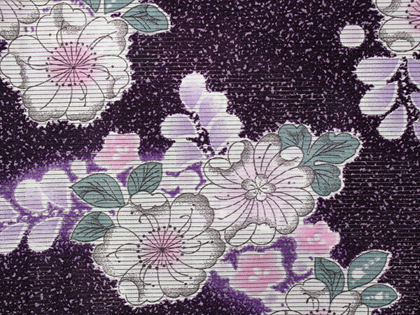紫 花柄刺繍 帯揚げと帯締め セット