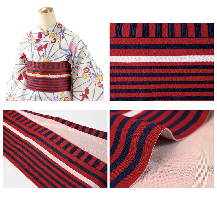 No.5449 半幅帯　細帯 浴衣着物　両面　和装小物　新品未使用 mayu29827.jpg