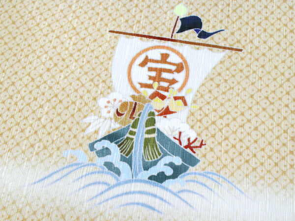 京袋帯 WAKKA帯 単品 ベージュ 七福うさぎ 帯 正絹 鹿の子柄 兎 京袋帯 WAKKA帯 単品 ベージュ 七福うさぎ 帯 正絹 鹿の子柄 兎