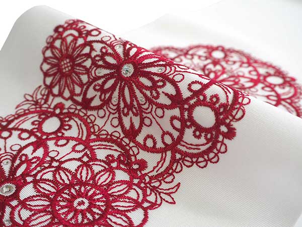 半襟㉓ 赤 花絞りプリント柄 和柄 半襟㉓ 赤 花絞りプリント柄