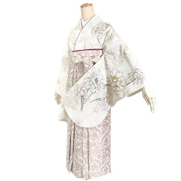 きもの京小町 卒業式 着物 二尺袖 レディース 袴用 no4赤・黒 染分けしだれ藤 きもの京小町] 卒業式 はかま セット レディース 大学生 ジュニア 二尺