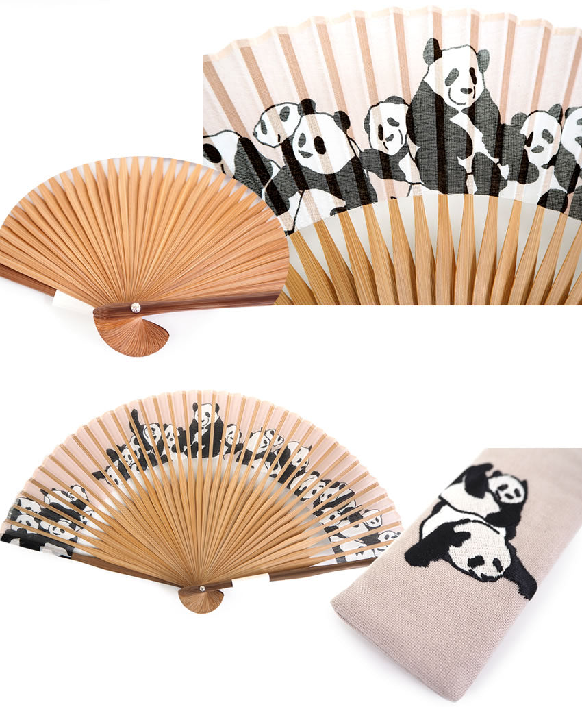 扇子 扇子袋 2点セット 6種類 猫 パンダ 金魚 人気のアニマルシリーズ