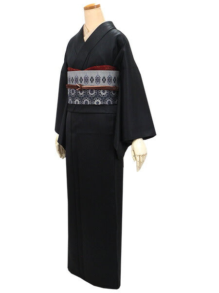 洗える着物 レザー 単衣 カジュアル 仕立て上がり 単品 黒 無地 女性